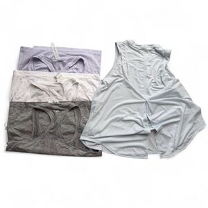 4 pack of Lululemon swiftly tech tank top purple blue gray white athletic tops
